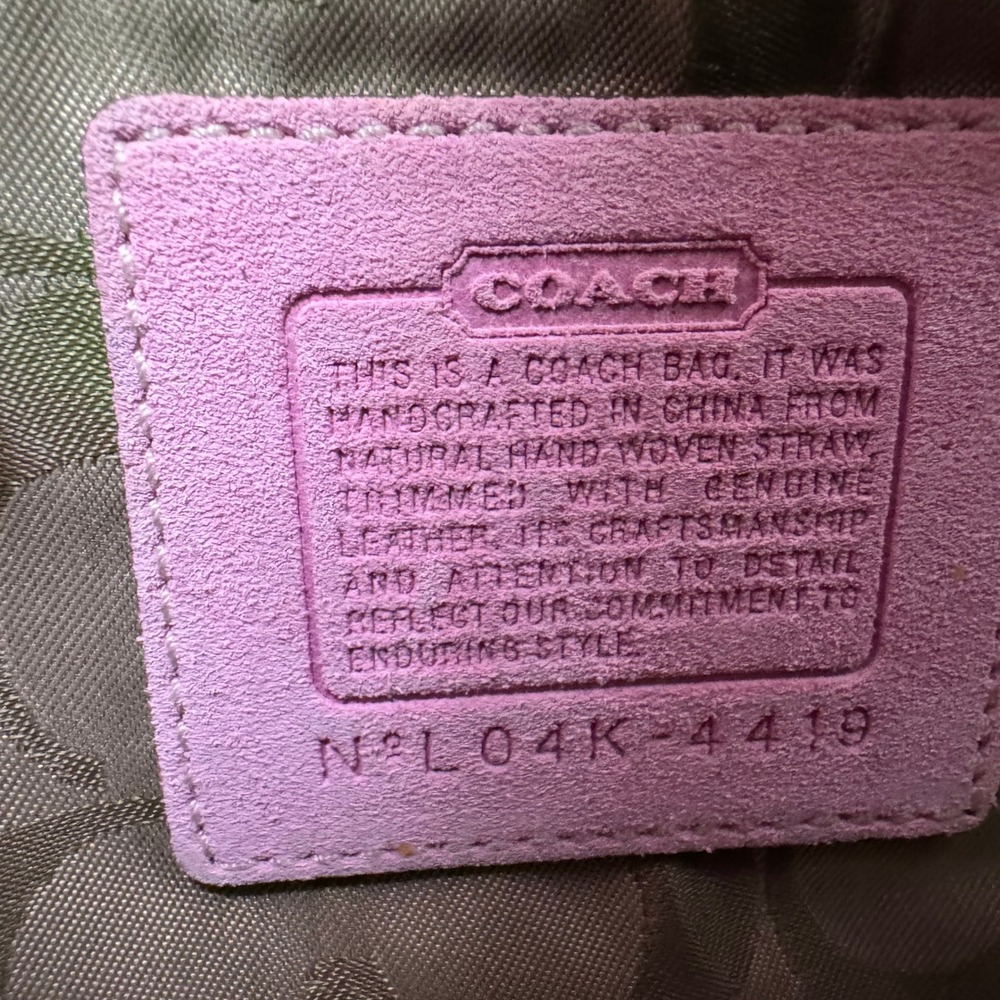VTG Coach Straw Tote Women Pink Metallic Leather Suede Woven Basket Bag Y2K 4419 - Picture 4 of 15